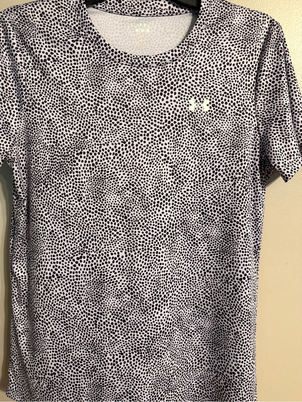 Under Armour Women Short Sleeve Performance Tee - White with Black Dot Print